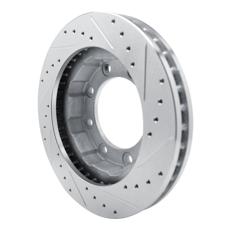 Chevrolet V30 Brake Rotor (1) - Front Left - R1 Concepts - Drilled & Slotted - Silver - `77-`00